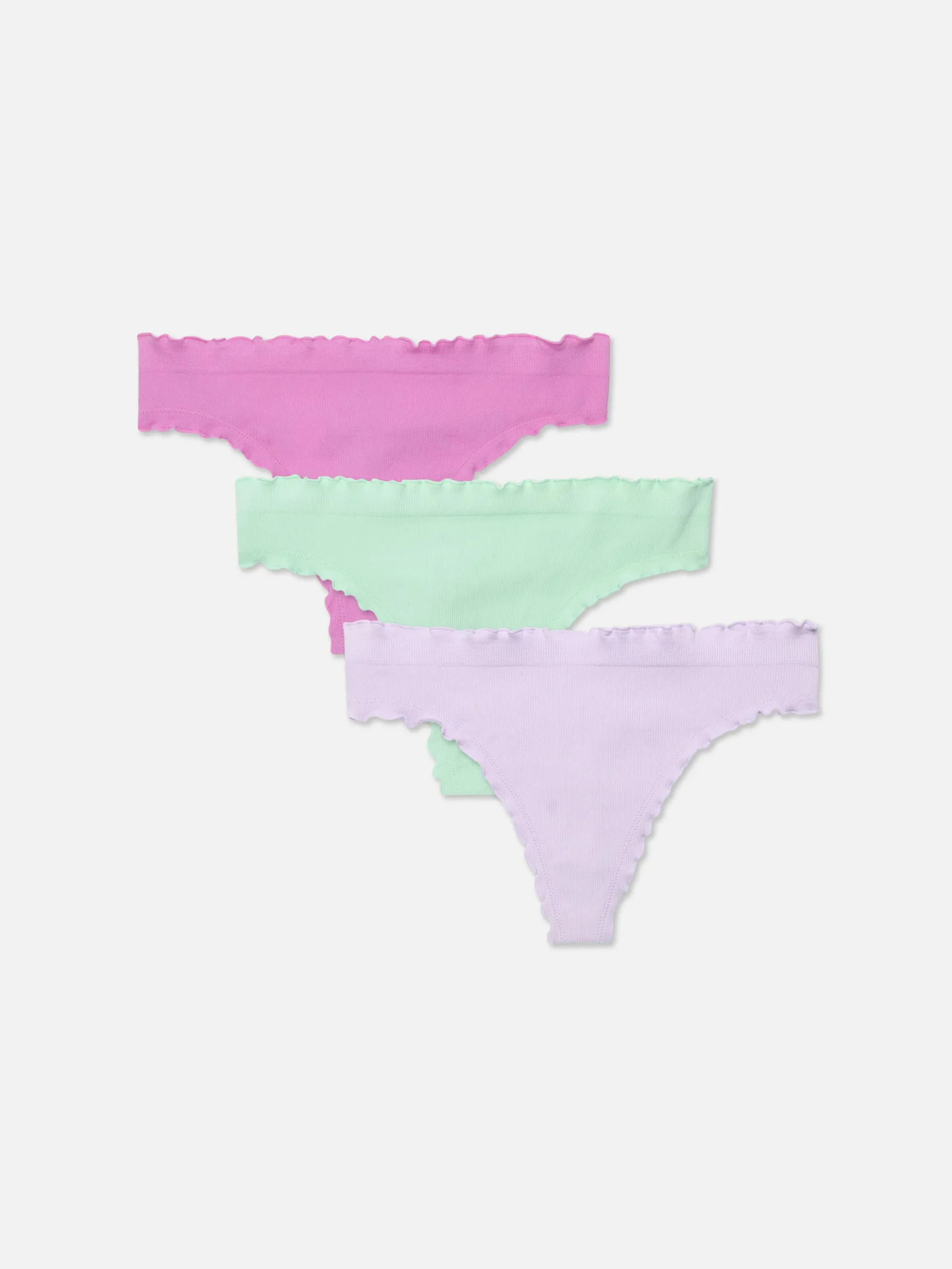 Lot De 3 Strings Sans Coutures à Bords Ondulés