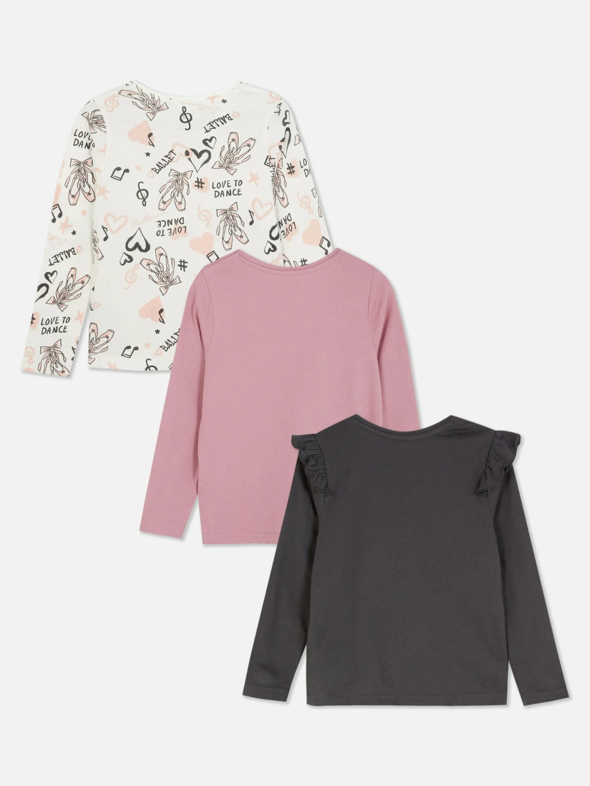 Lot De 3 T-shirts à Manches Longues Et à Motif Ballet