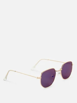 Lunettes De Soleil à Monture Hexagonale En Métal
