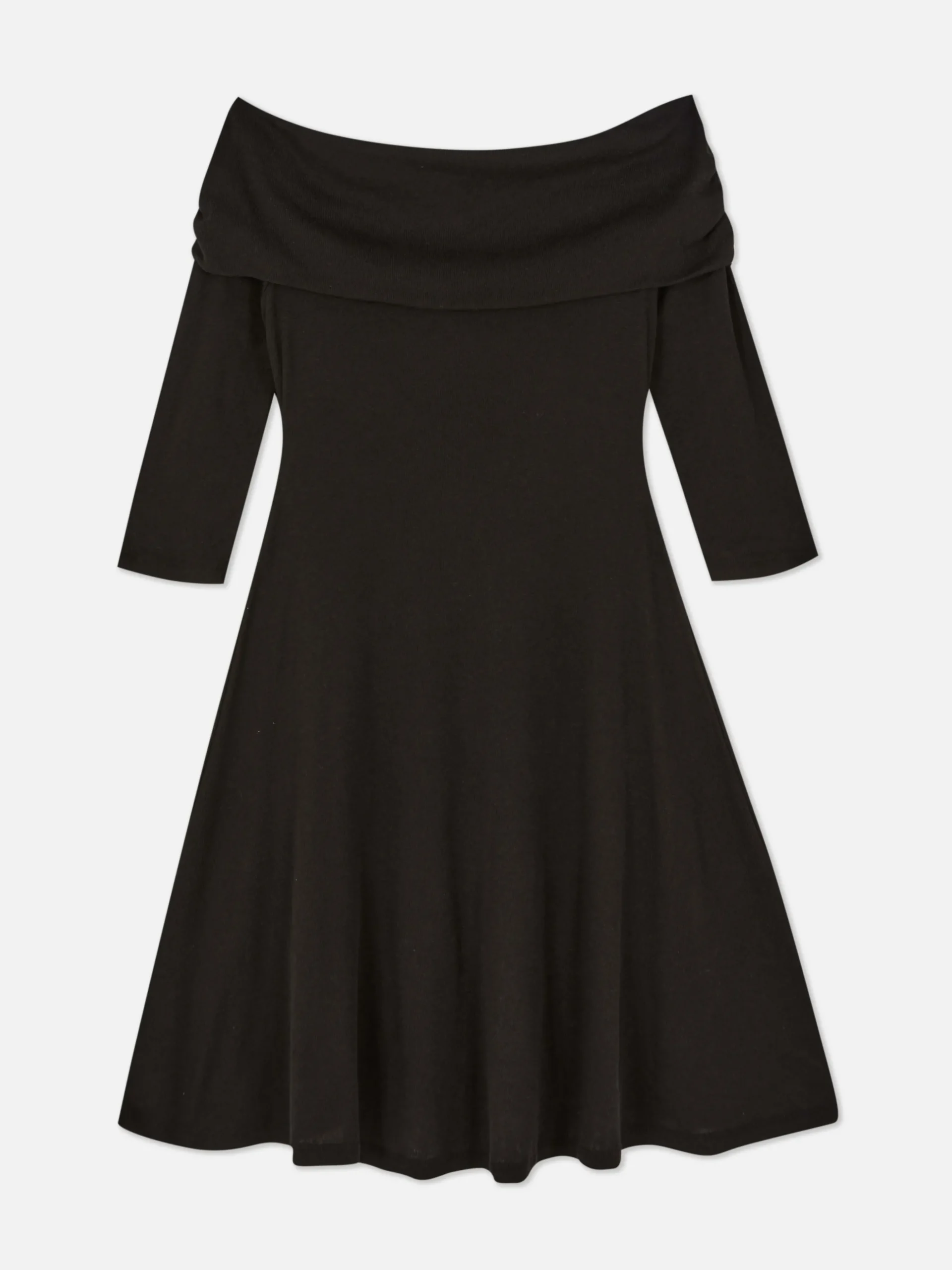 Mini Robe Patineuse à Encolure Bateau Repliée