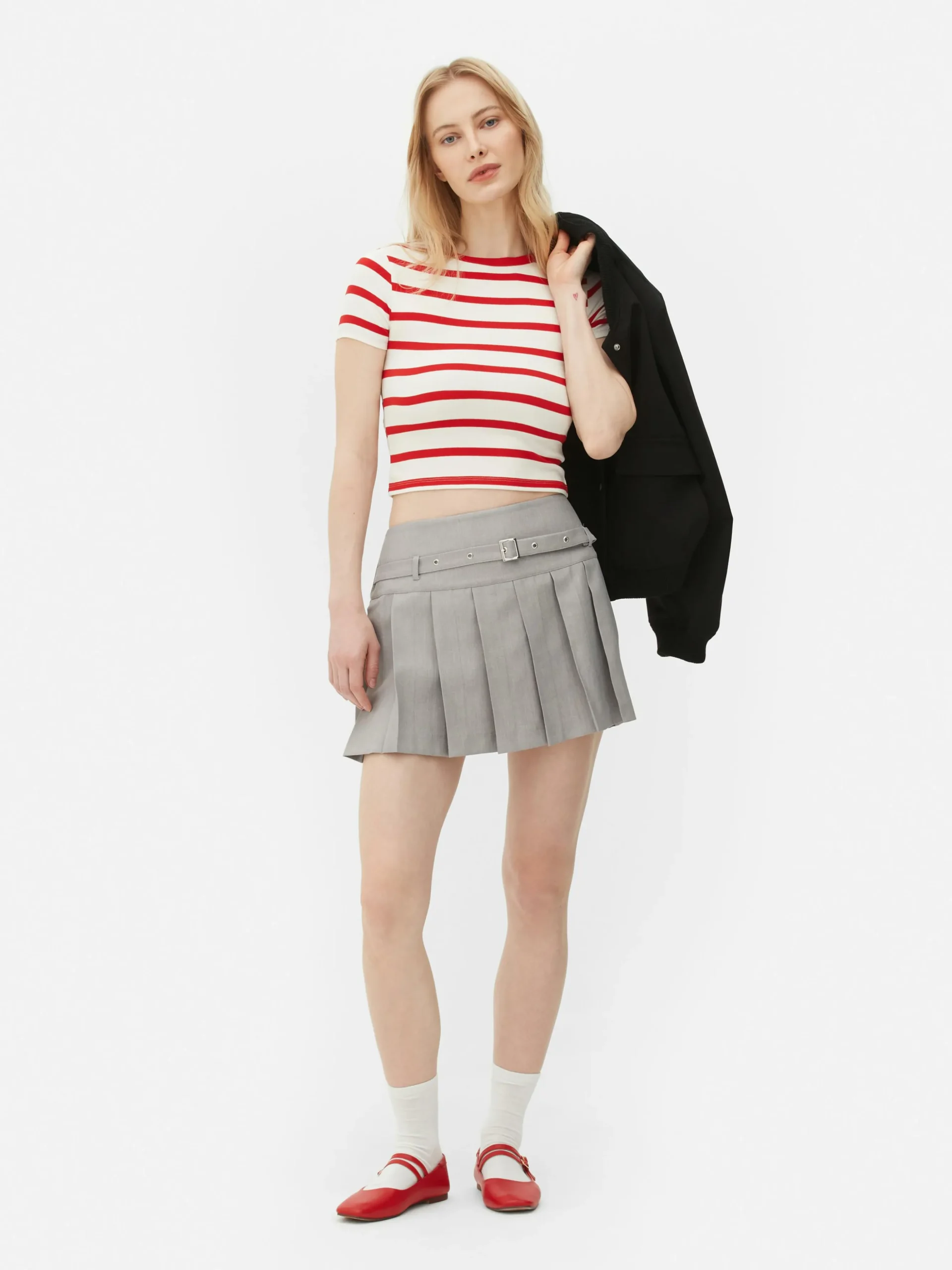 Mini-jupe Plissée à Boucle