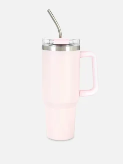 Mug Isotherme En Acier Inoxydable Avec Paille 1,13 l