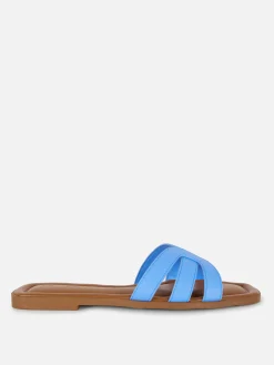 Mules à Lanières En Simili Cuir