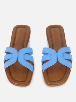 Mules à Lanières En Simili Cuir