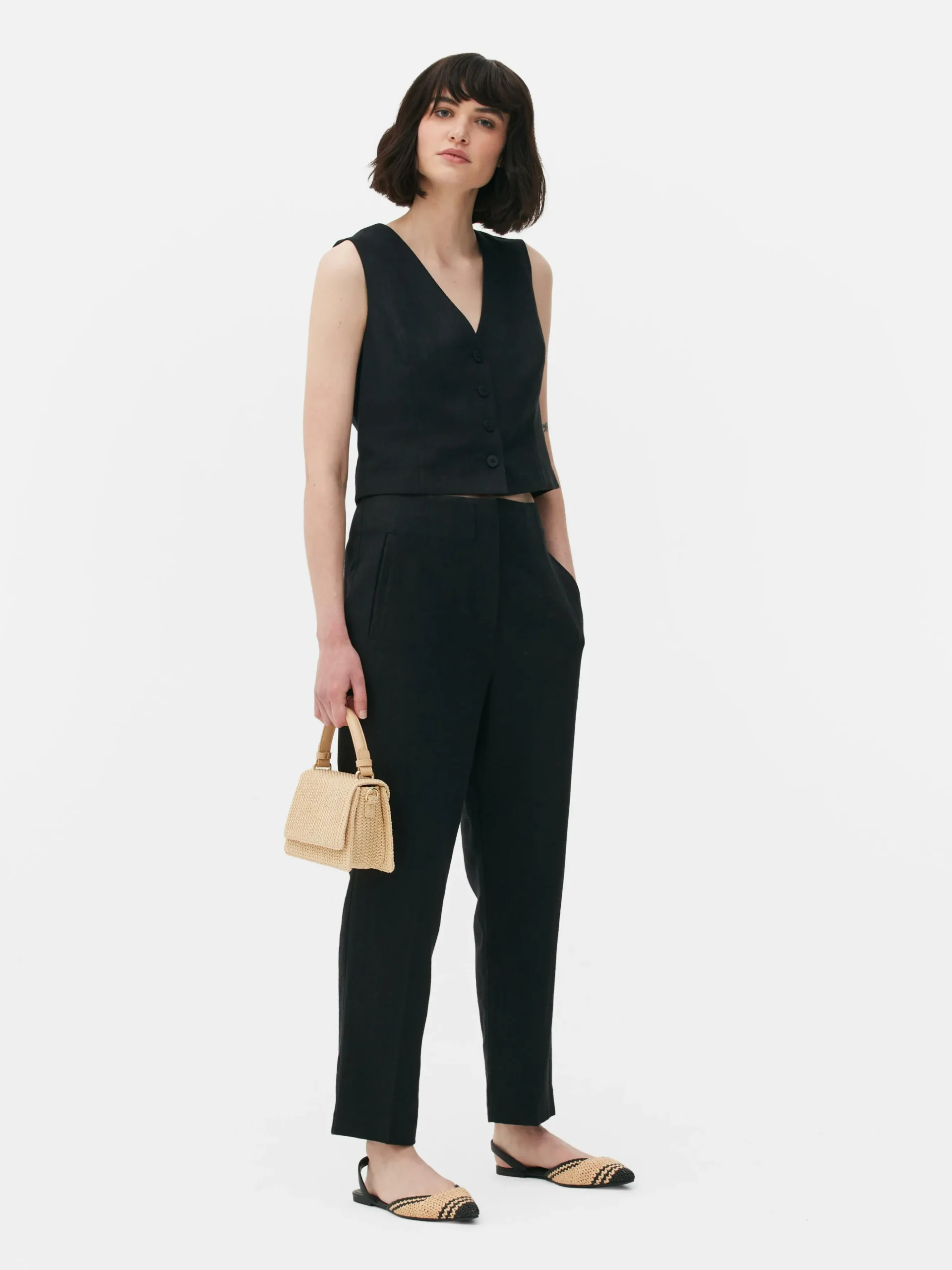 Pantalon Taille Haute Surpiqué