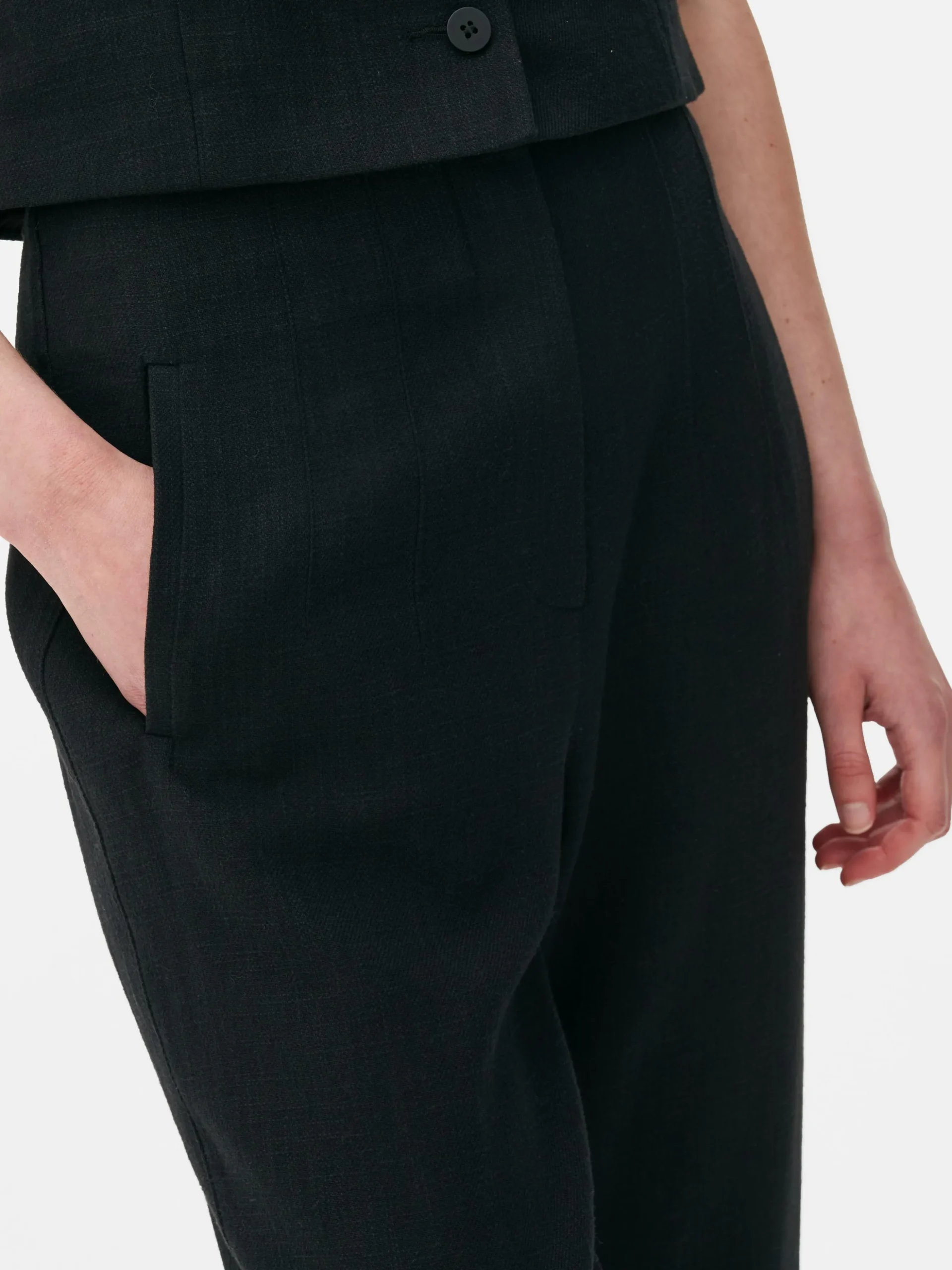 Pantalon Taille Haute Surpiqué