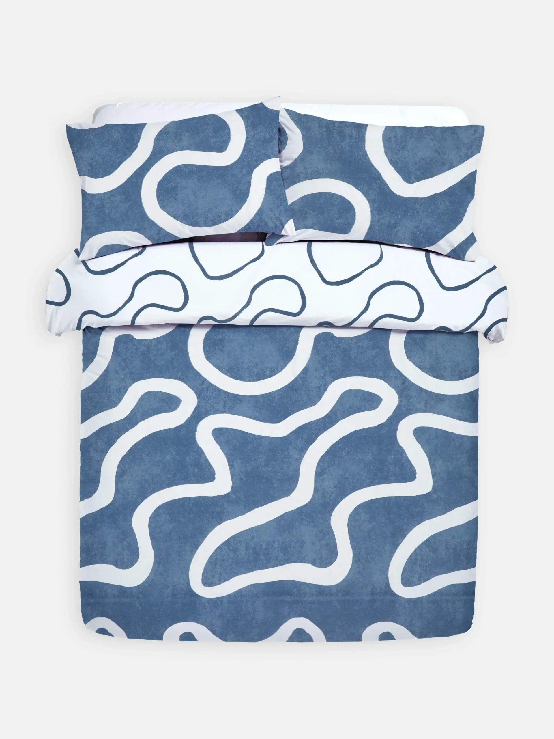 Parure De Lit King Size à Motif Ondulé Bleu Marine