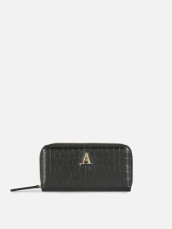 Porte-monnaie Zippé En Imitation Croco à Initiale