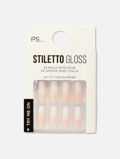 PS... Faux Ongles Brillants Stiletto Effet Dégradé