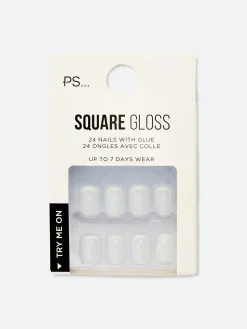 PS... Faux Ongles Brillants Carrés