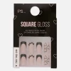PS... Faux Ongles Carrés Brillants Avec Cœurs