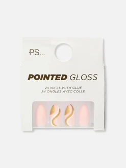 PS... Faux Ongles Pointus Brillants Tourbillon