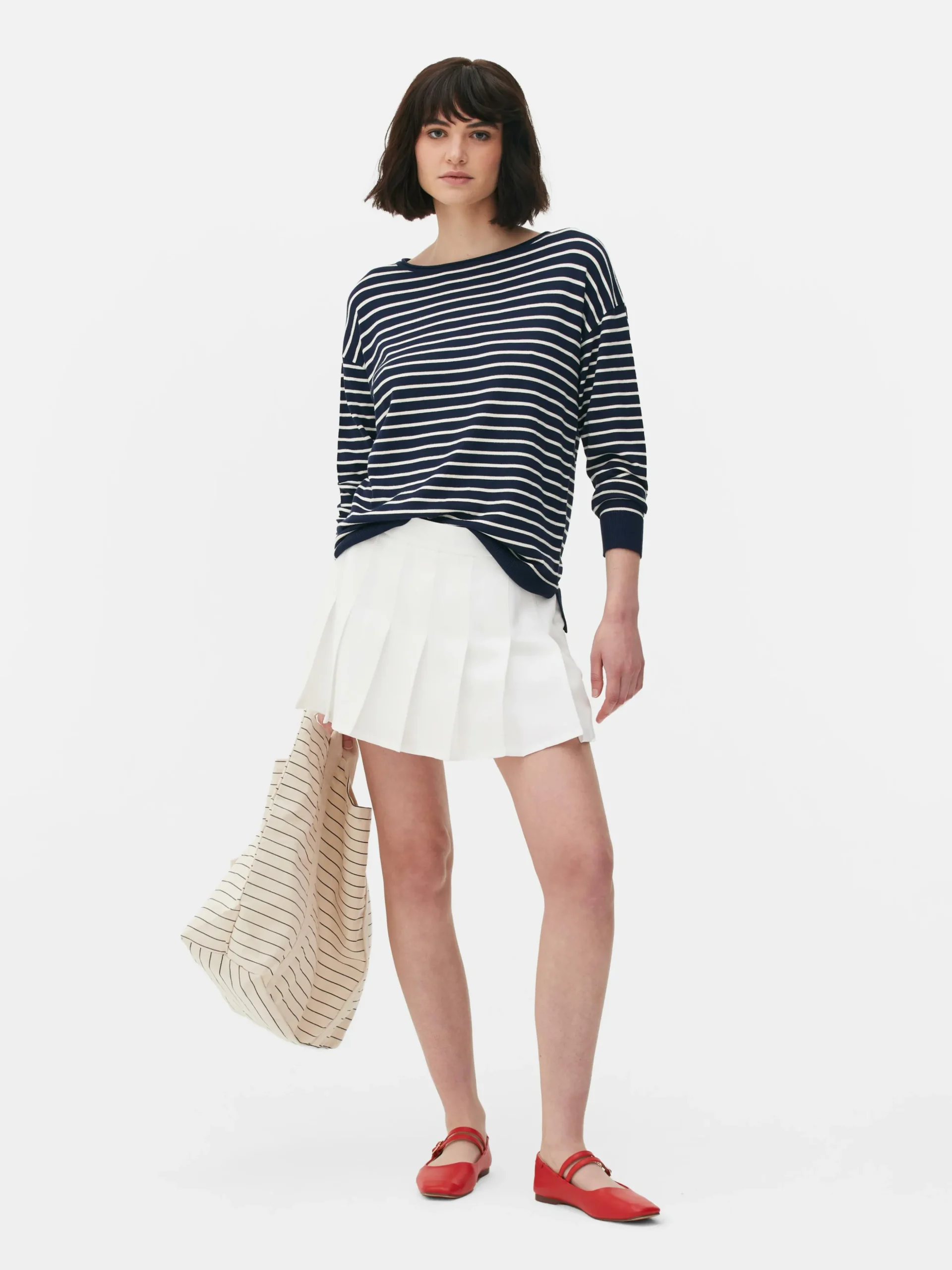 Pull Col Bateau à Rayures En Maille Fine