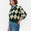 Pull En Maille à Col En V Et Motif Losanges Rita Ora
