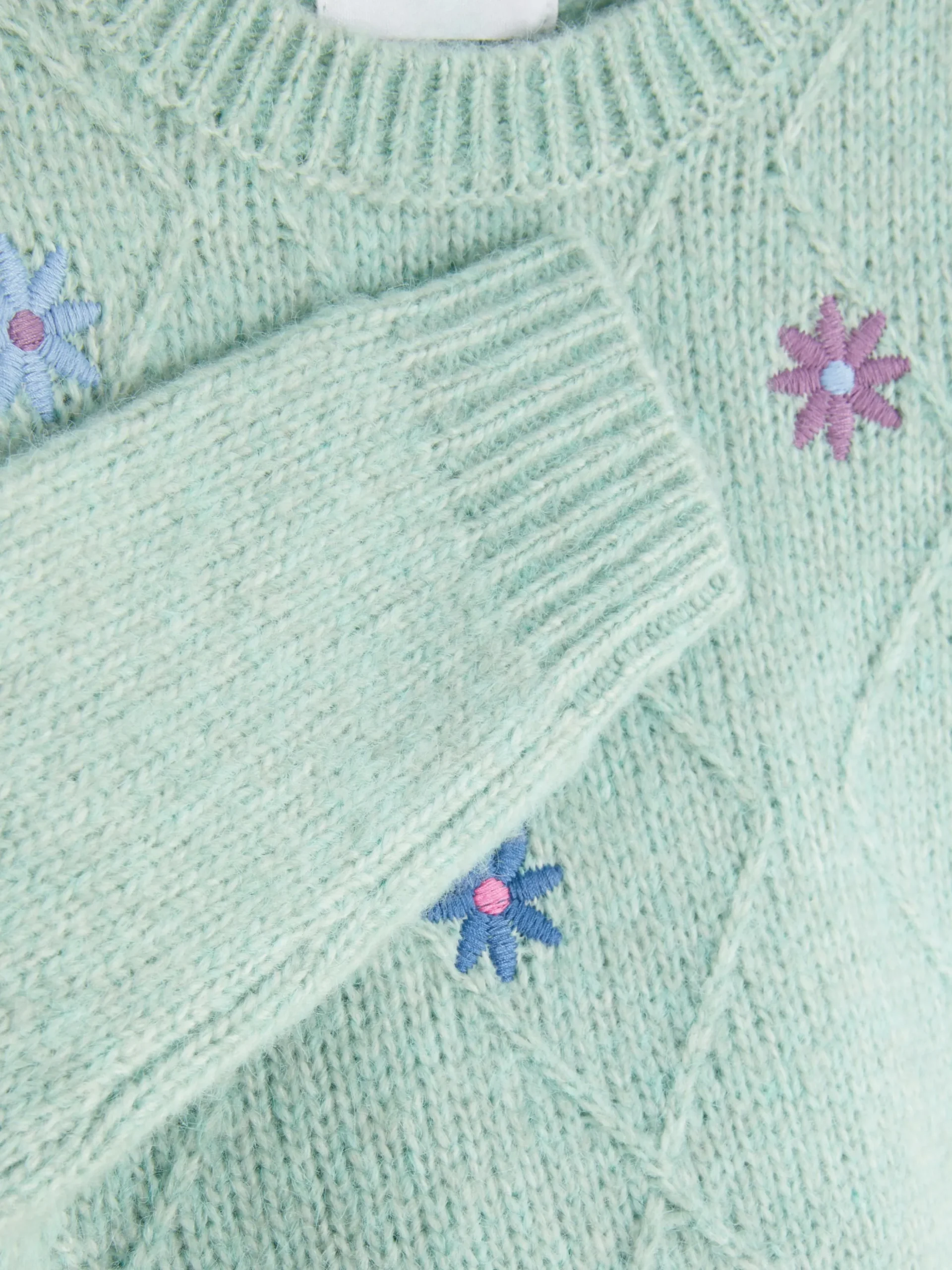 Pull En Maille à Fleurs Brodées