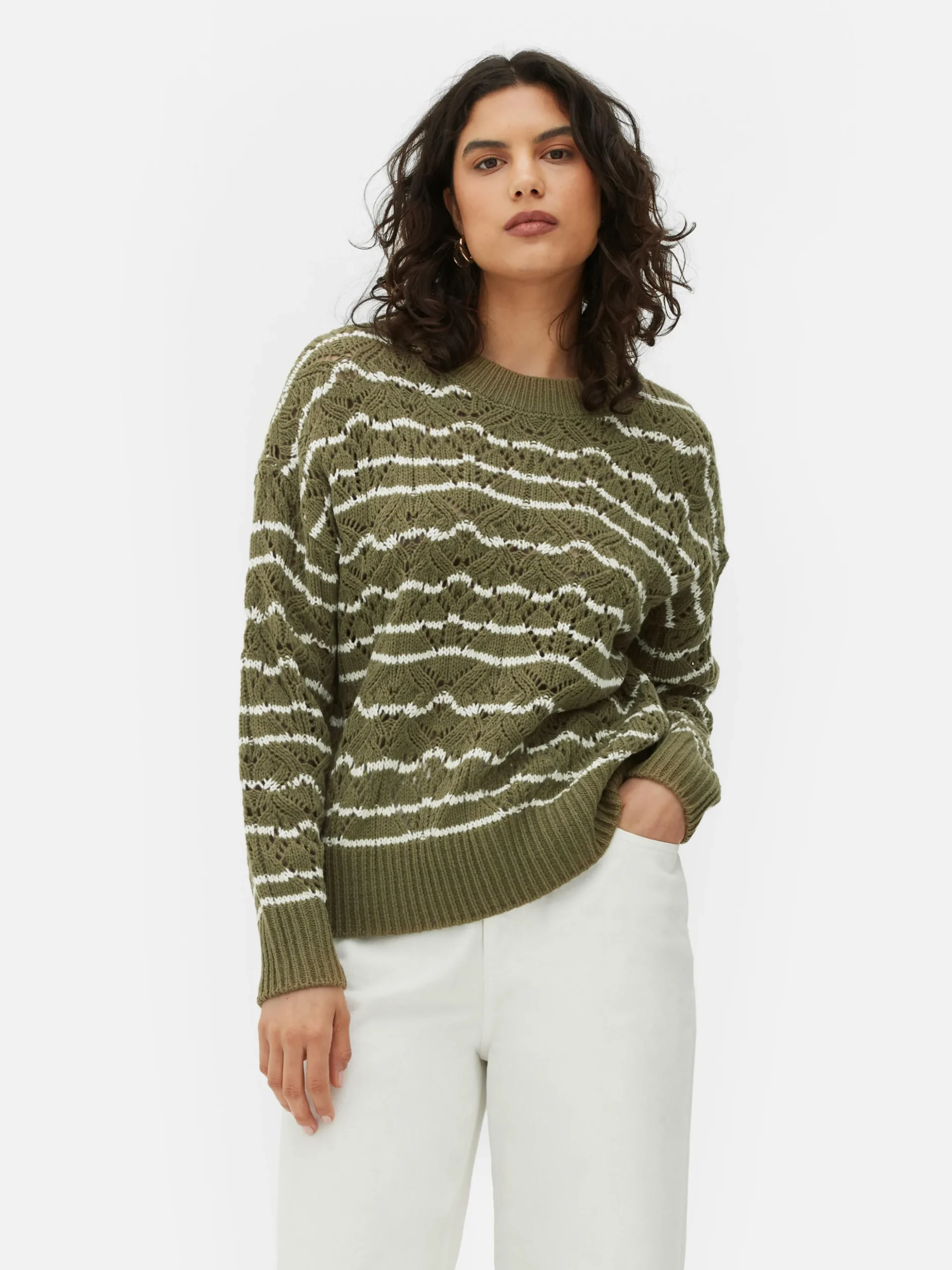Pull En Maille Ajourée à Col Ras-du-cou