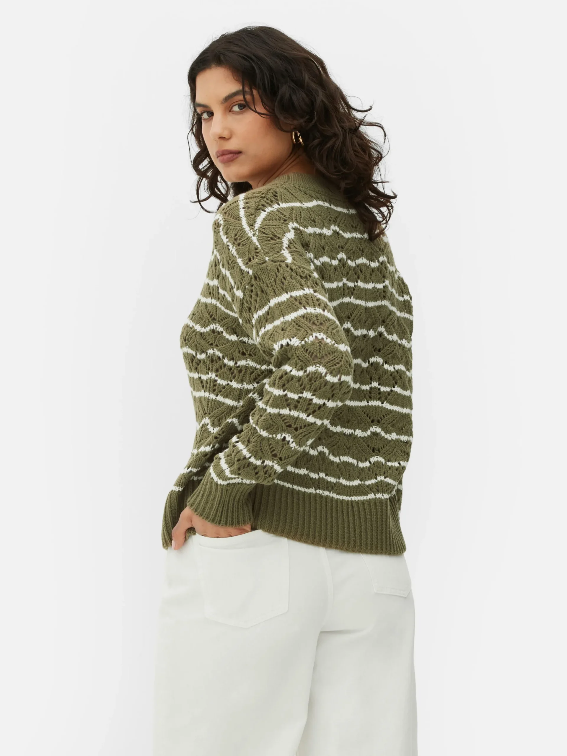 Pull En Maille Ajourée à Col Ras-du-cou