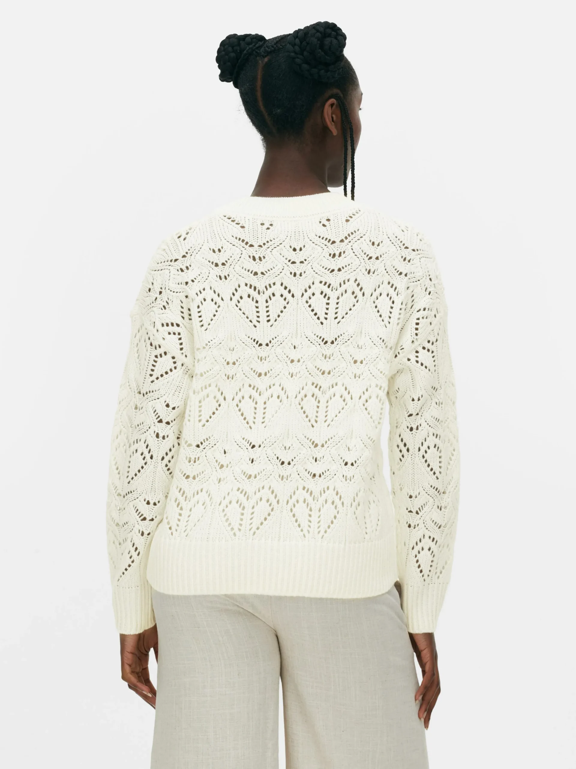 Pull En Maille Ajourée à Col Ras-du-cou