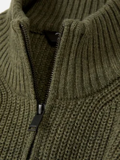 Pull En Maille Côtelée à Col Zippé