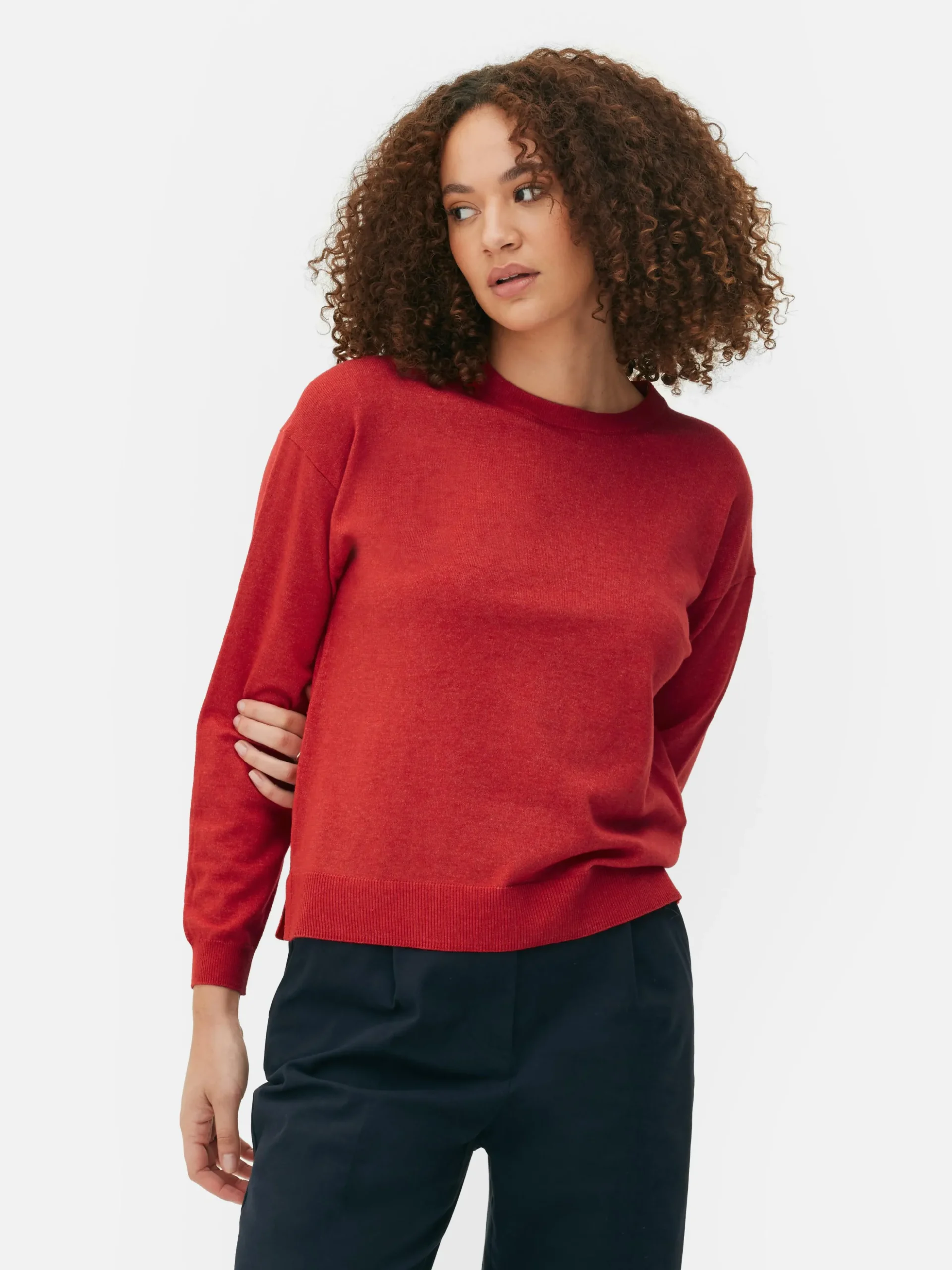 Pull En Maille Fine à Col Ras-du-cou