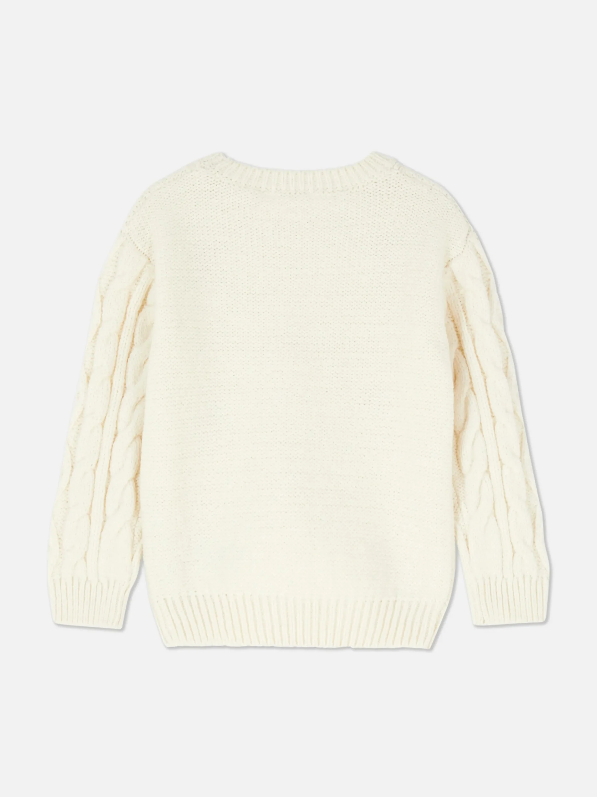 Pull En Maille Torsadée à Fleurs Brodées