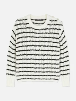 Pull En Maille Torsadée à Rayures