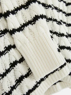 Pull En Maille Torsadée à Rayures