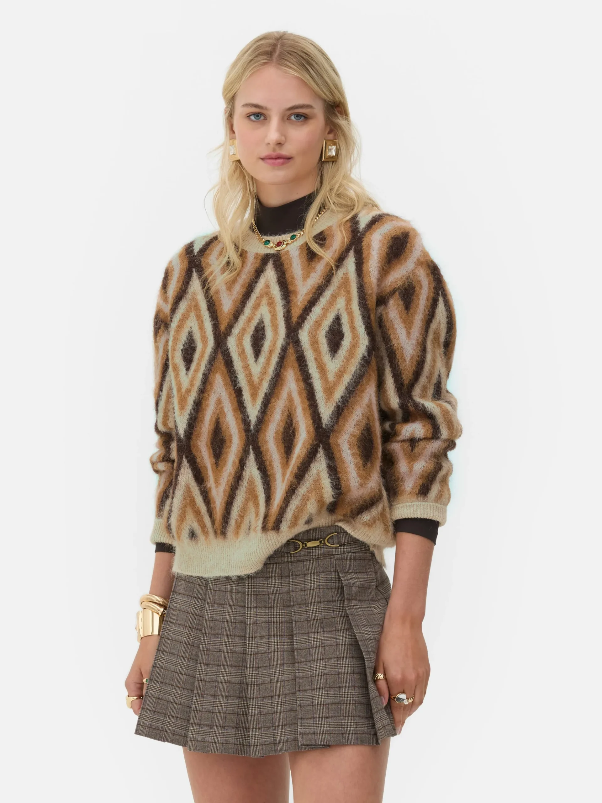 Pull En Tricot à Motif Losange Rita Ora