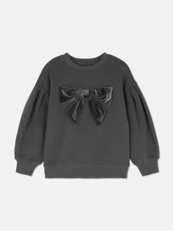 Pull En Velours à Manches Bouffantes Avec Nœud