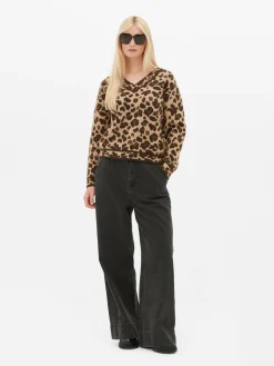 Pull Léopard à Col En V