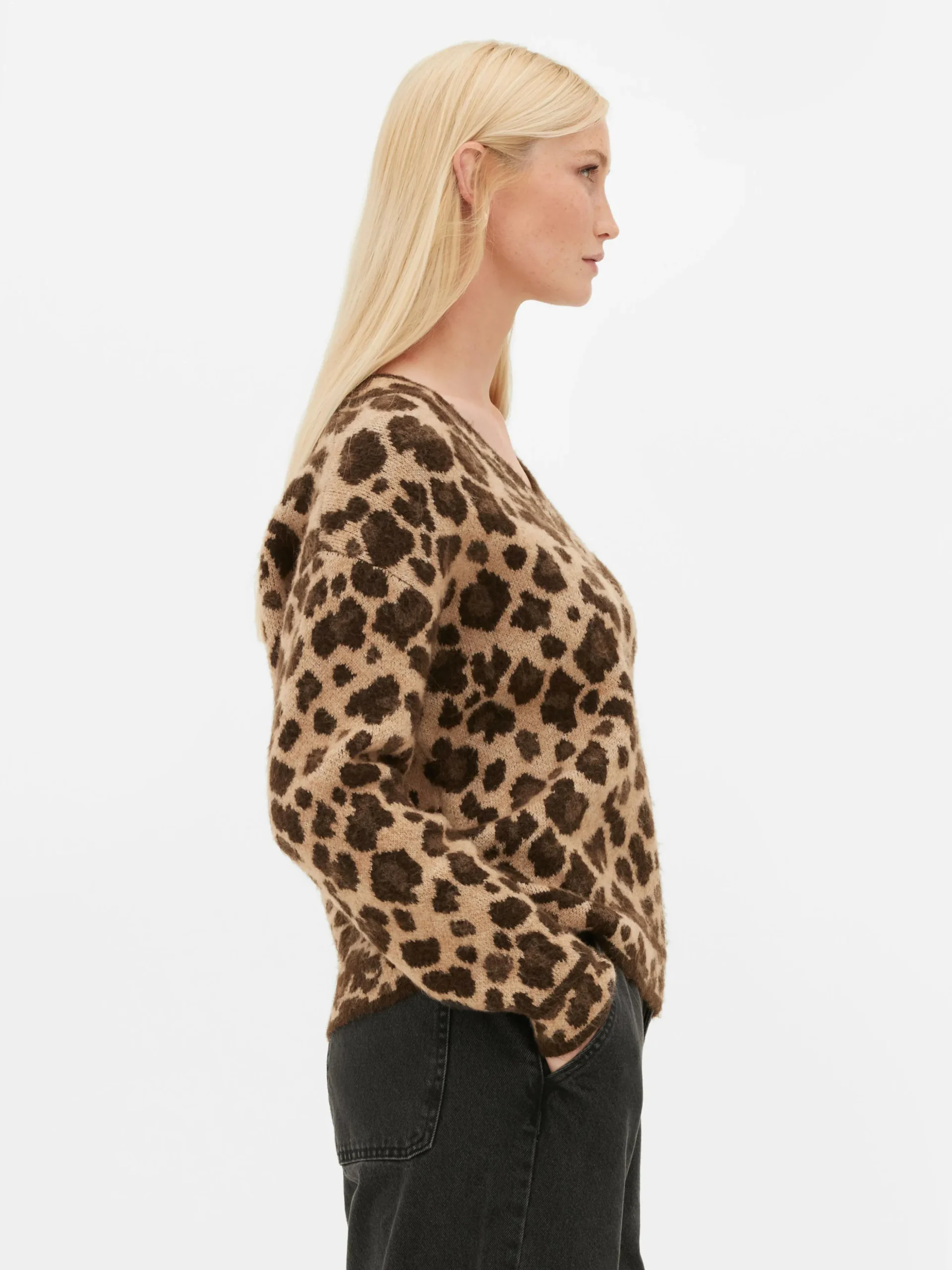 Pull Léopard à Col En V