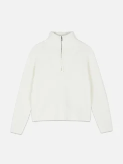 Pull Tricoté à Encolure Zippée