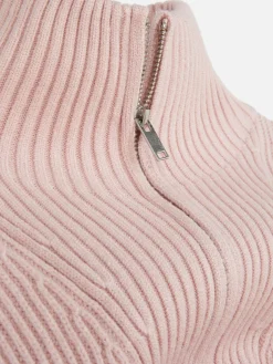 Pull Tricoté à Encolure Zippée