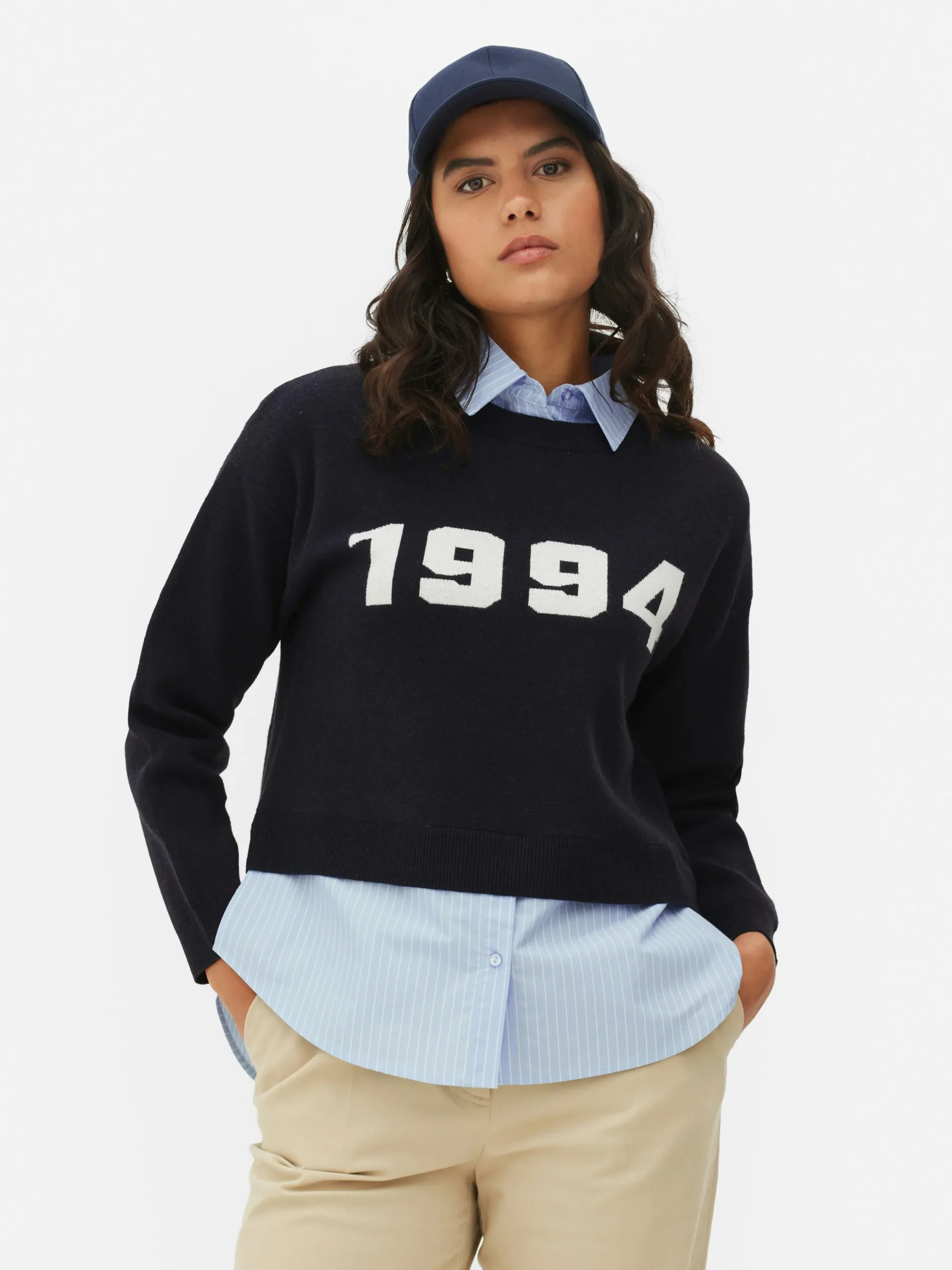 Pull Tricoté à Message Et Chemise Deux-en-un