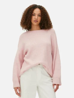 Pull Tricoté Avec Manches à Revers