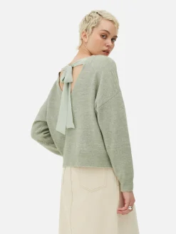 Pull Tricoté Avec Nœud Dans Le Dos