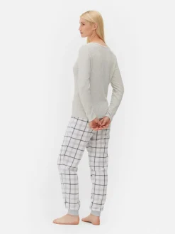 Pyjama à Manches Longues Avec Bas à Carreaux