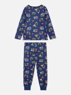 Pyjama Long En Velours à Motif Chantier