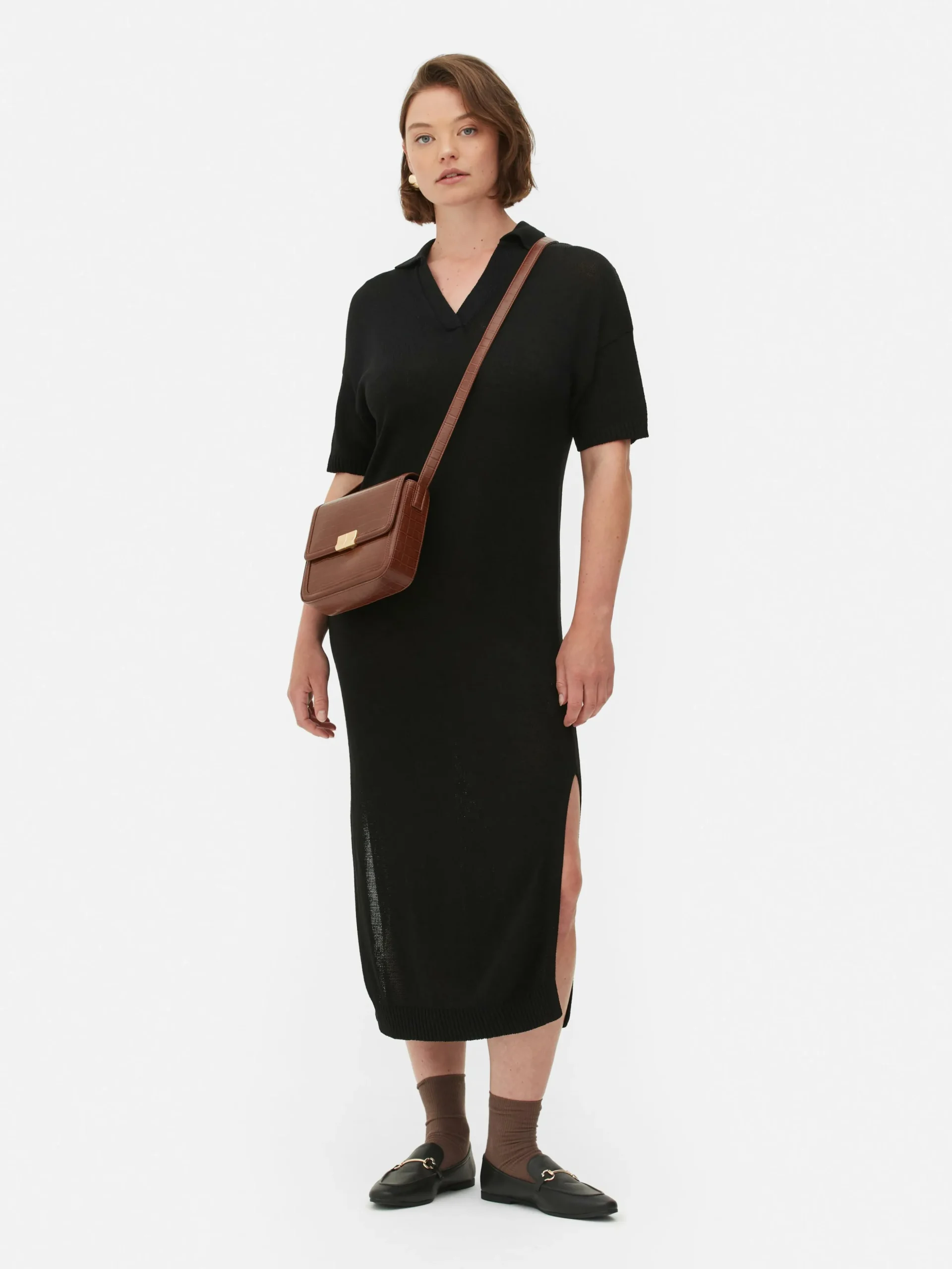 Robe Mi-longue Avec Col En V