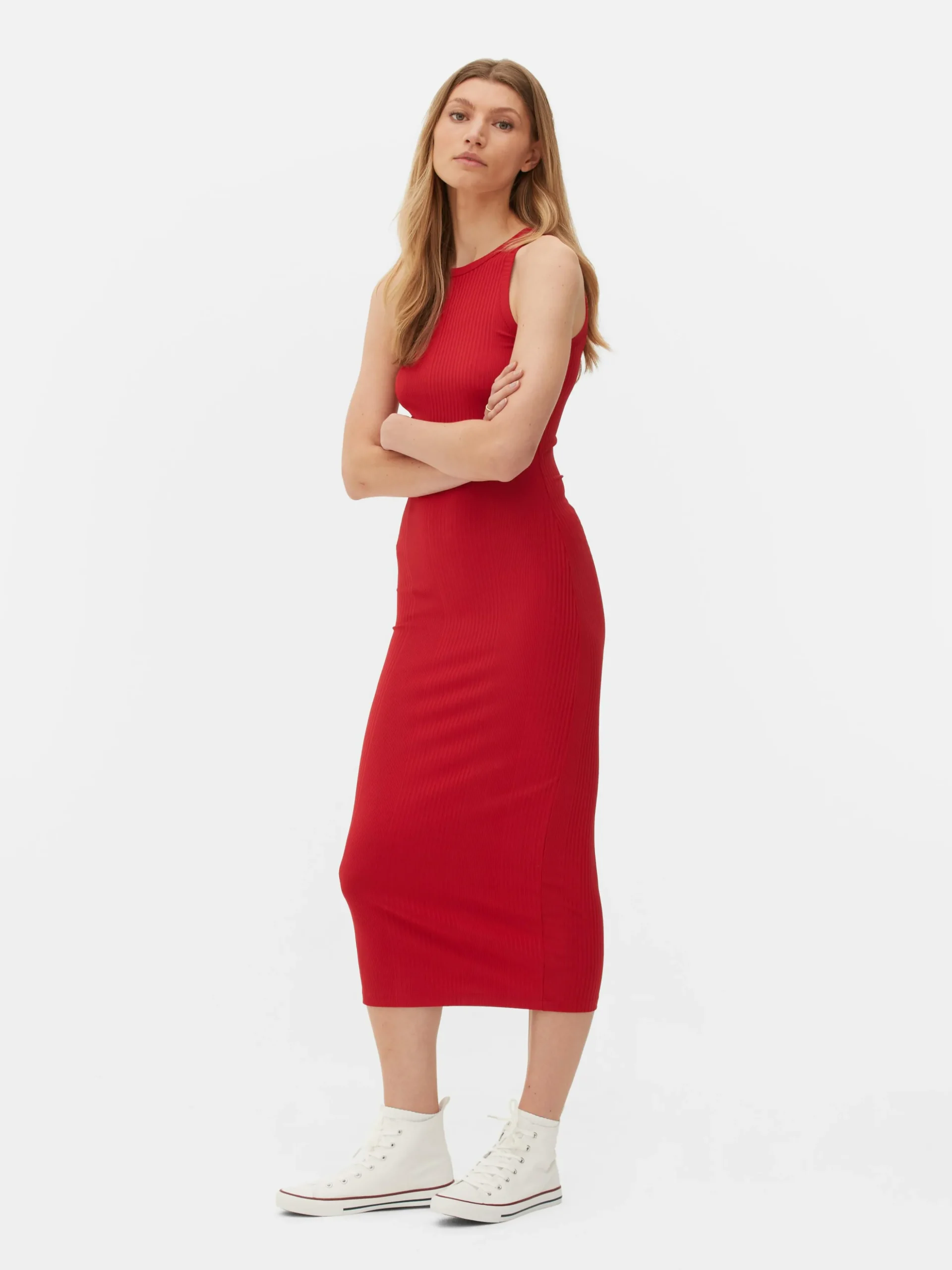 Robe Mi-longue Côtelée à Dos Nageur