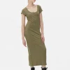 Robe Mi-longue Côtelée Et Décolletée