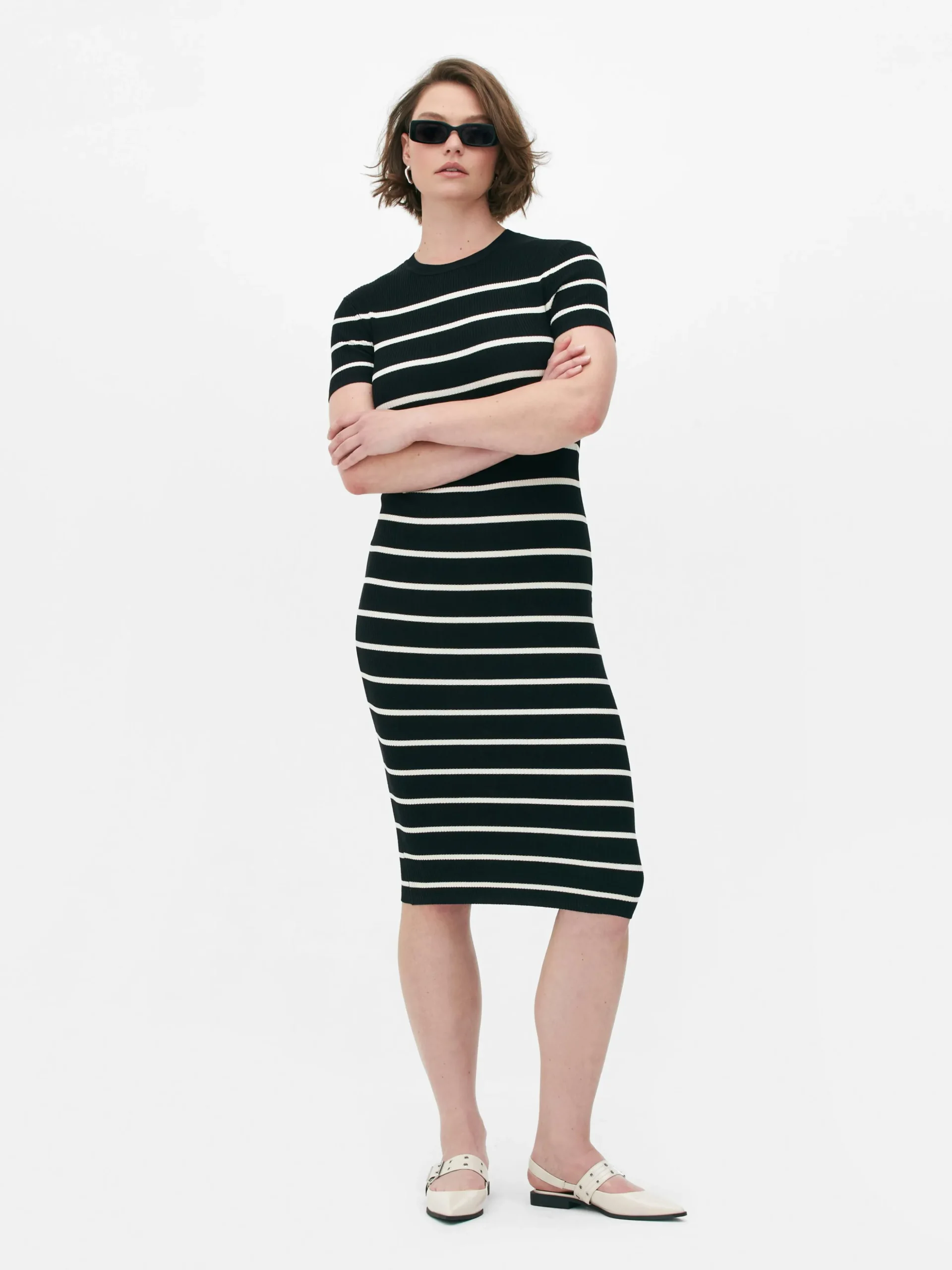Robe-pull Mi-longue à Manches Courtes