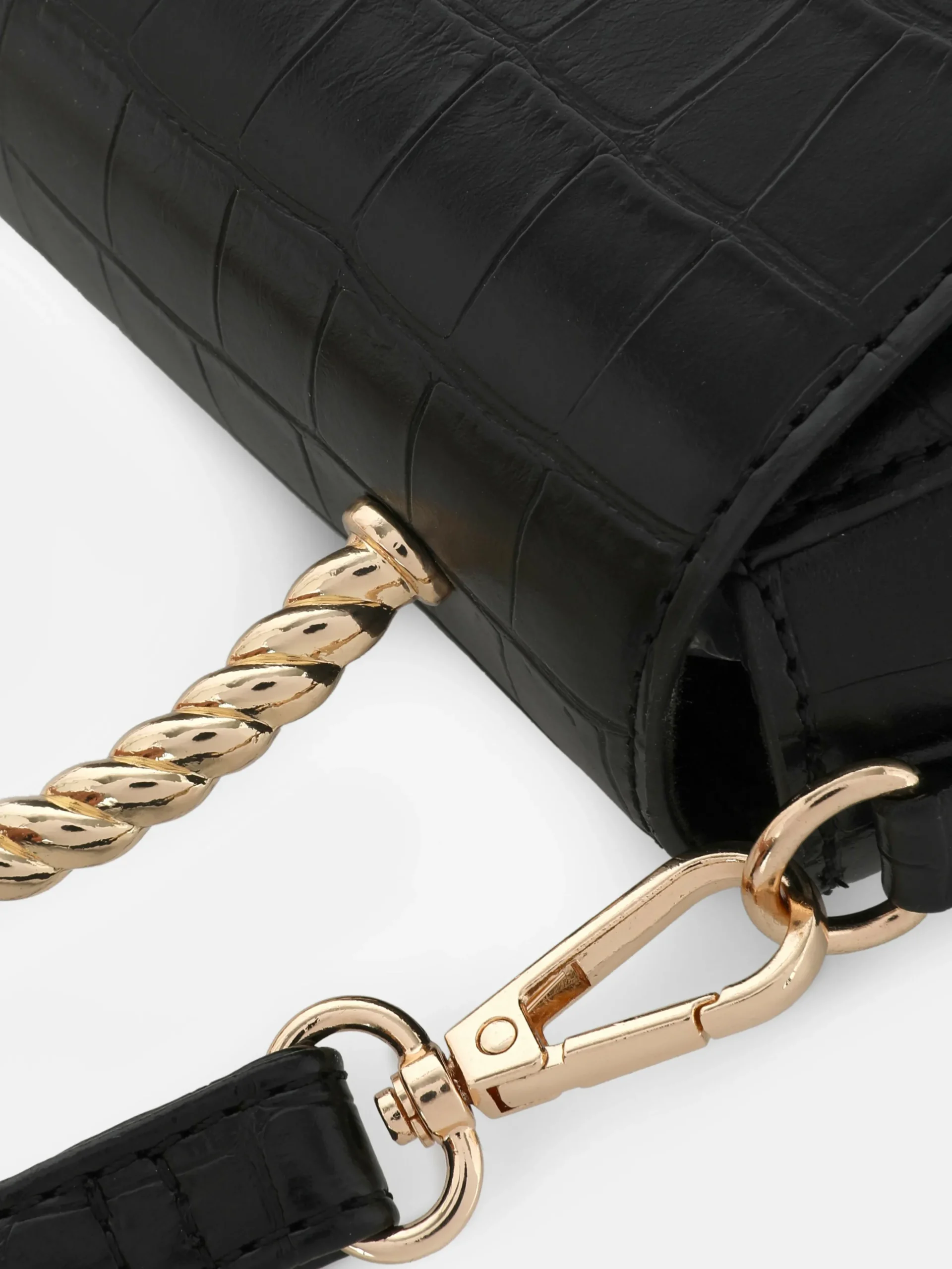 Sac à Bandoulière En Imitation Croco Avec Poignée En Métal