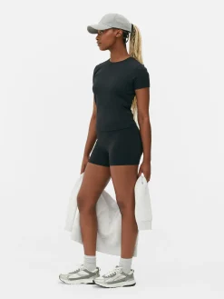 Short De Yoga Taille Haute En Tissu Ultra-doux