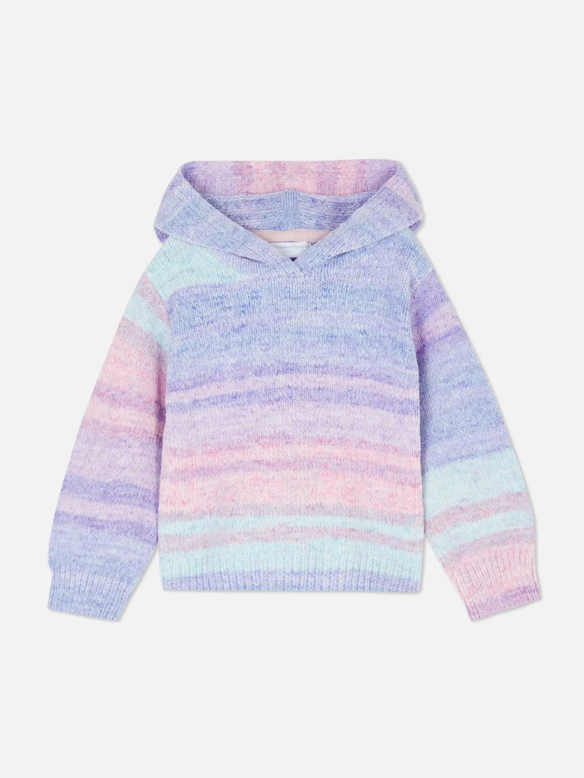 Sweat à Capuche Tricoté Arc-en-ciel