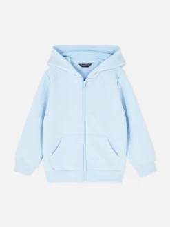Sweat Zippé Texturé à Capuche