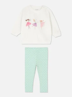 Sweat-shirt à Motif Ballerine Et Legging à Pois