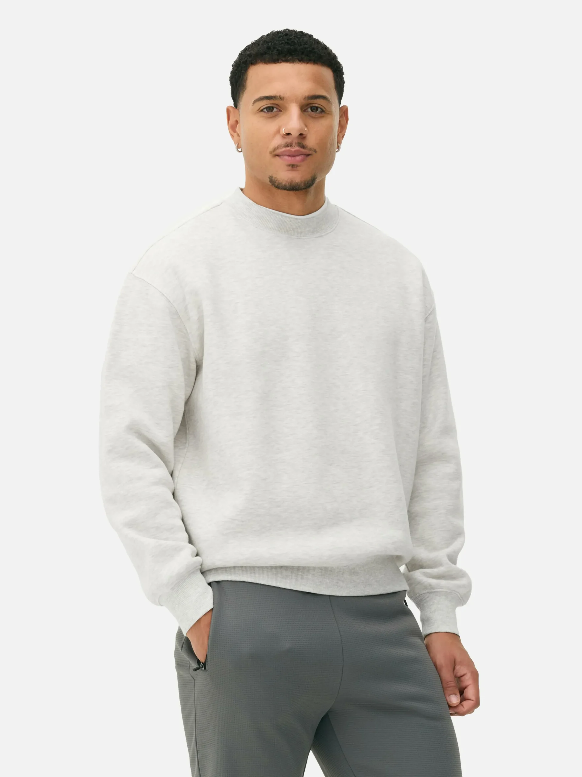 Sweat-shirt Oversize à Col Ras-du-cou