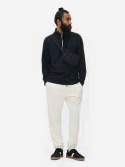 Sweat-shirt Texturé à Col Zippé Et Motif Géométrique