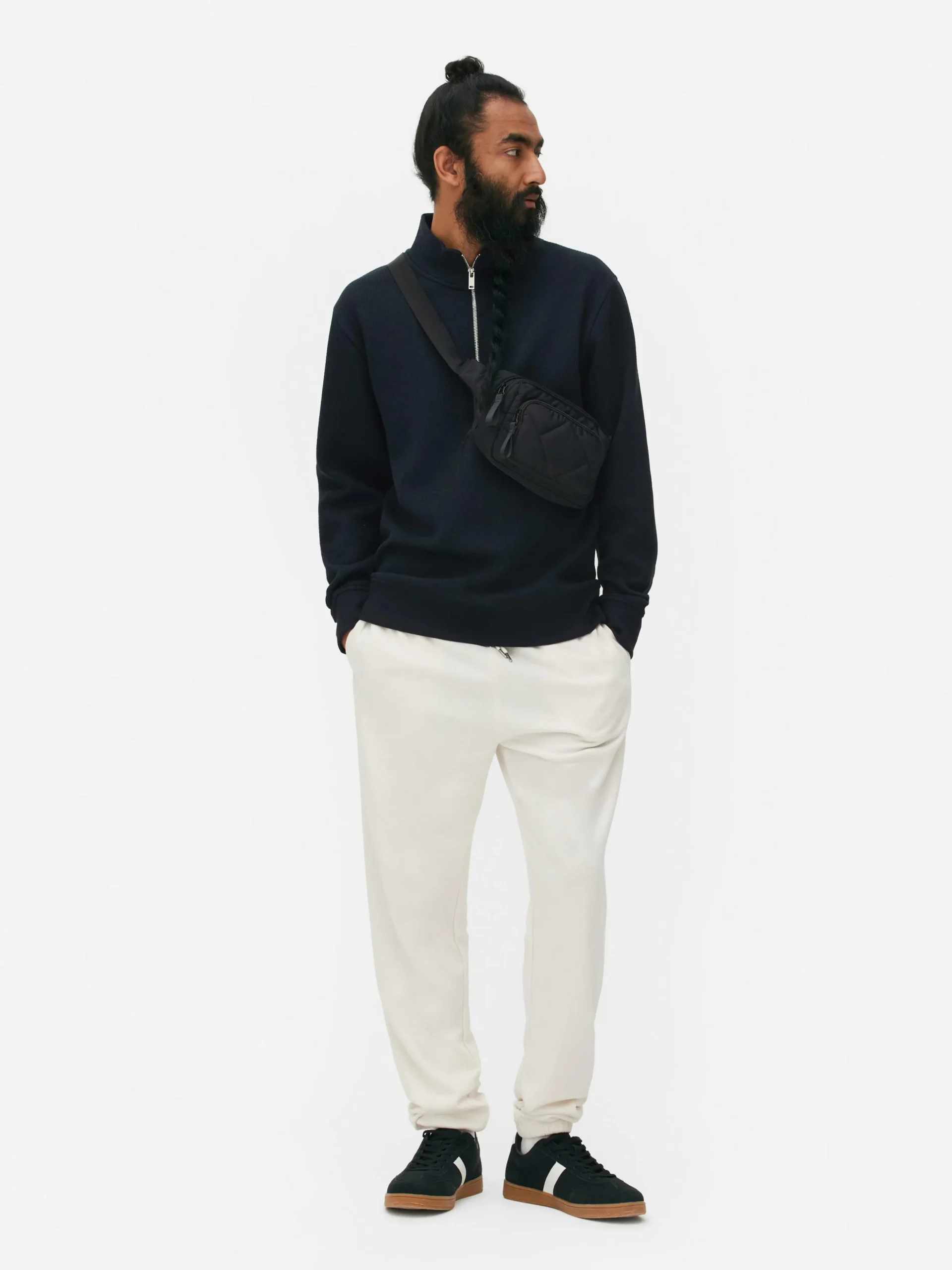 Sweat-shirt Texturé à Col Zippé Et Motif Géométrique
